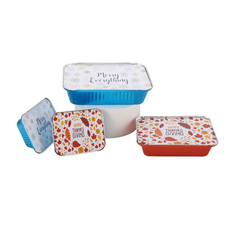 Color printed foil container with paper lids