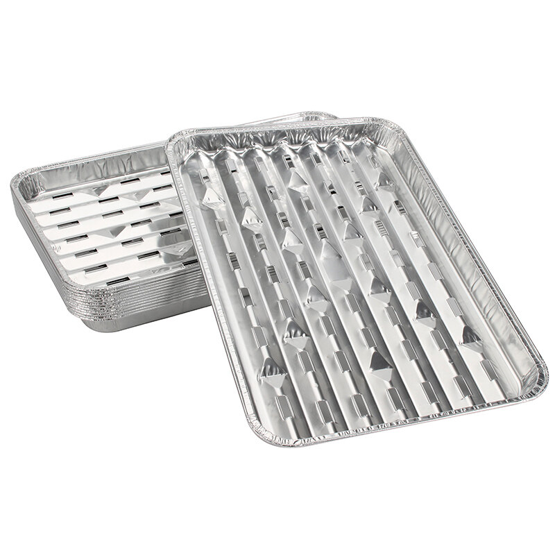 Oblong BBQ grill foil pan