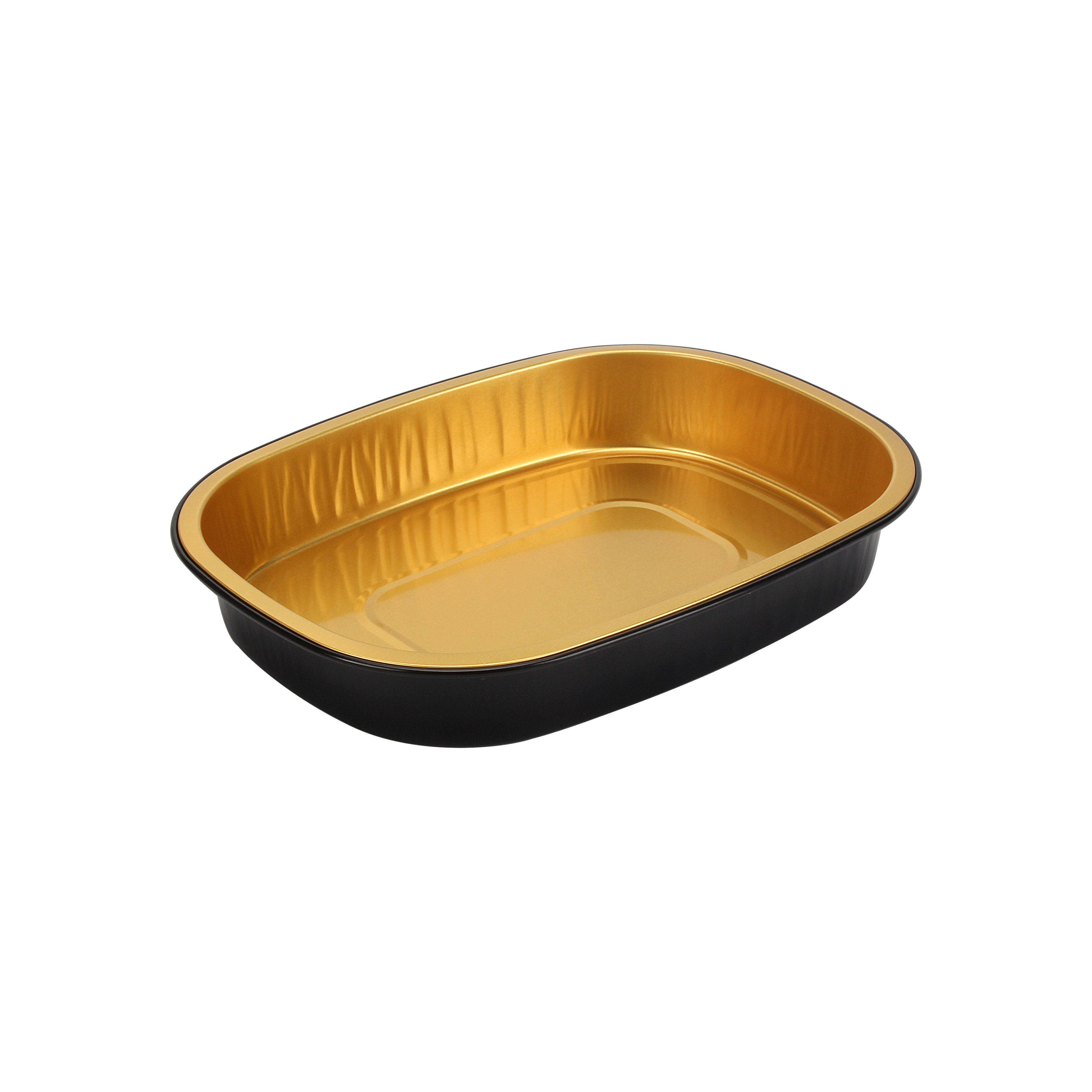 25oz Oval Black and Gold Aluminum Foil Container